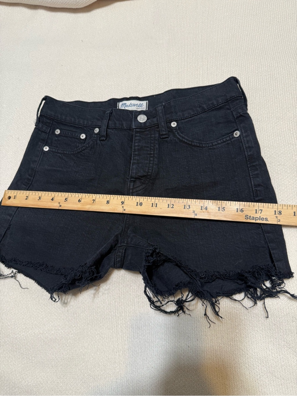 Madewell Black Denim Cutoff Shorts casual Beach 99% algodón size 24 - Picture 10 of 11
